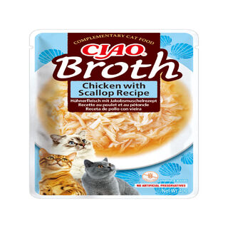 Churu Broth Sopa de Frango com Vieiras saquetas para gatos – Multipack 12